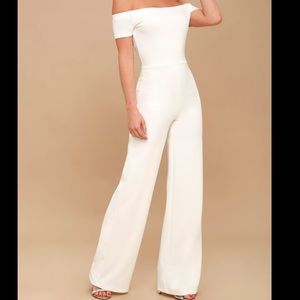 Lulus White Off the Shoulder Jumpsuit